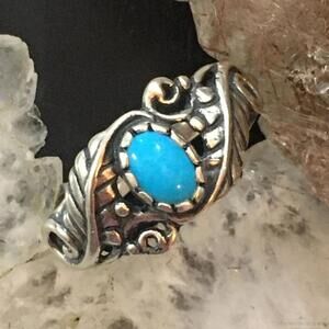 Carolyn Pollack Sterling Oval Sleeping Beauty Turquoise Floral Ring For Women